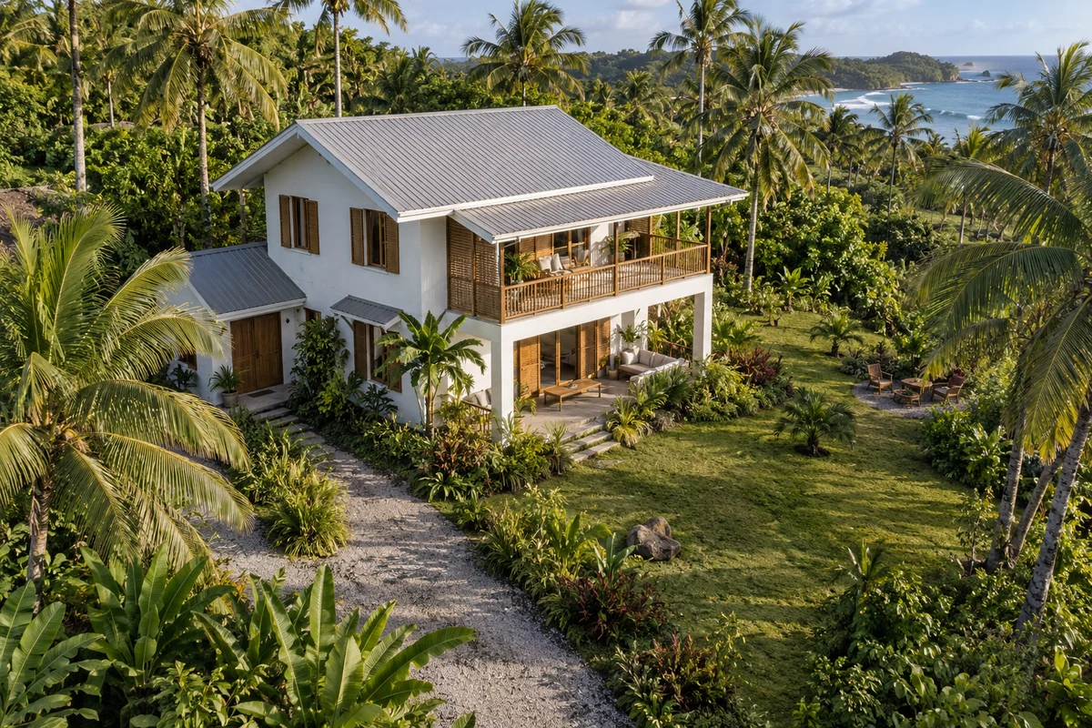 AI-created fictional tropical property for demonstration